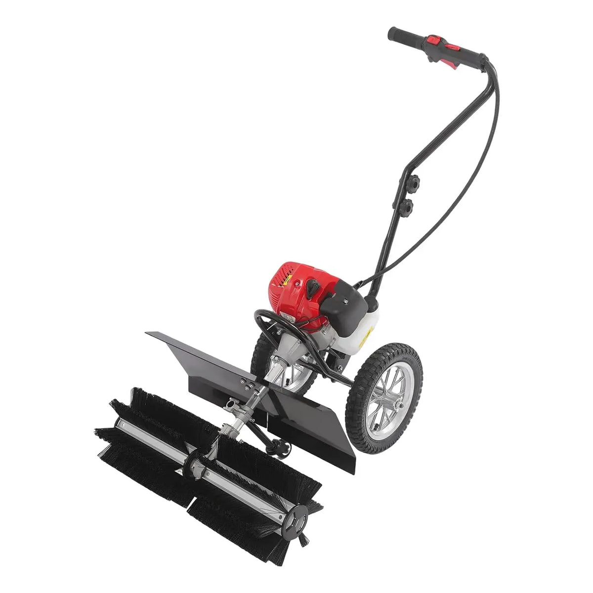 1.7HP 43CC Kehrmaschine, Benzinmotor, Bodenkehrmaschine, 35,2 L, für Draußen Kunstrasenplätzen Straßenr, 3,9 Zoll
