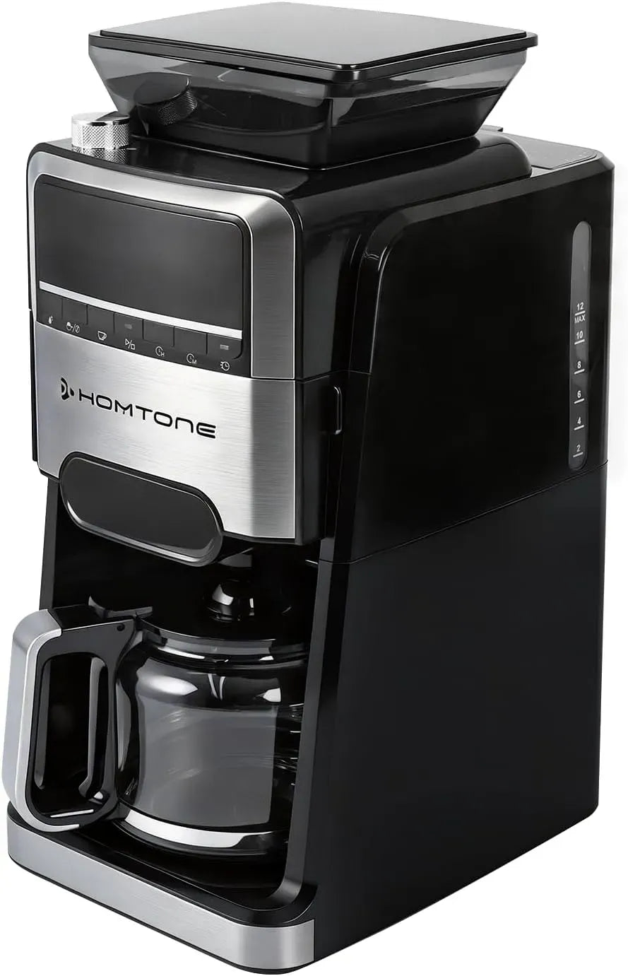 Kaffeemaschine 24h, 1400 W, Timer, Kaffeebereiter, elektrische Kaffeemaschine, Homtone Filterkaffeemaschine mit Abnehmbarem Mahlwerk & Thermoblock