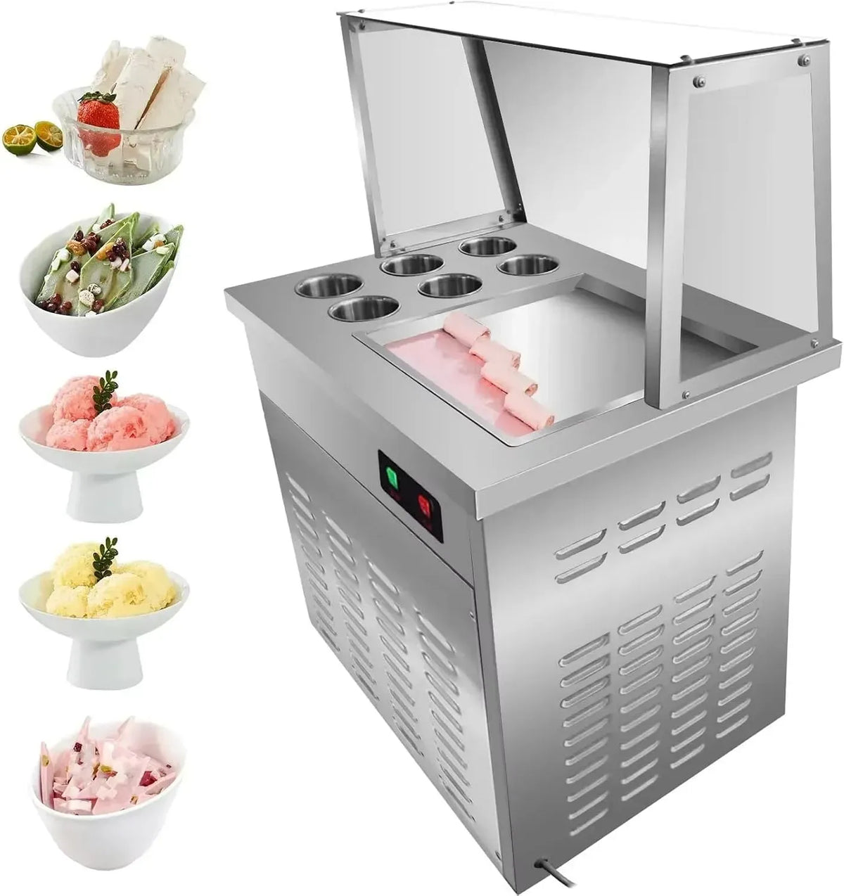 Bedienungstisch-1 Joghurt-Creme-Maschine, Rollmaschine, Eismaschine, Speiseeismaschine, Transportrollen, gewerblich, für frittierte Eisrollen