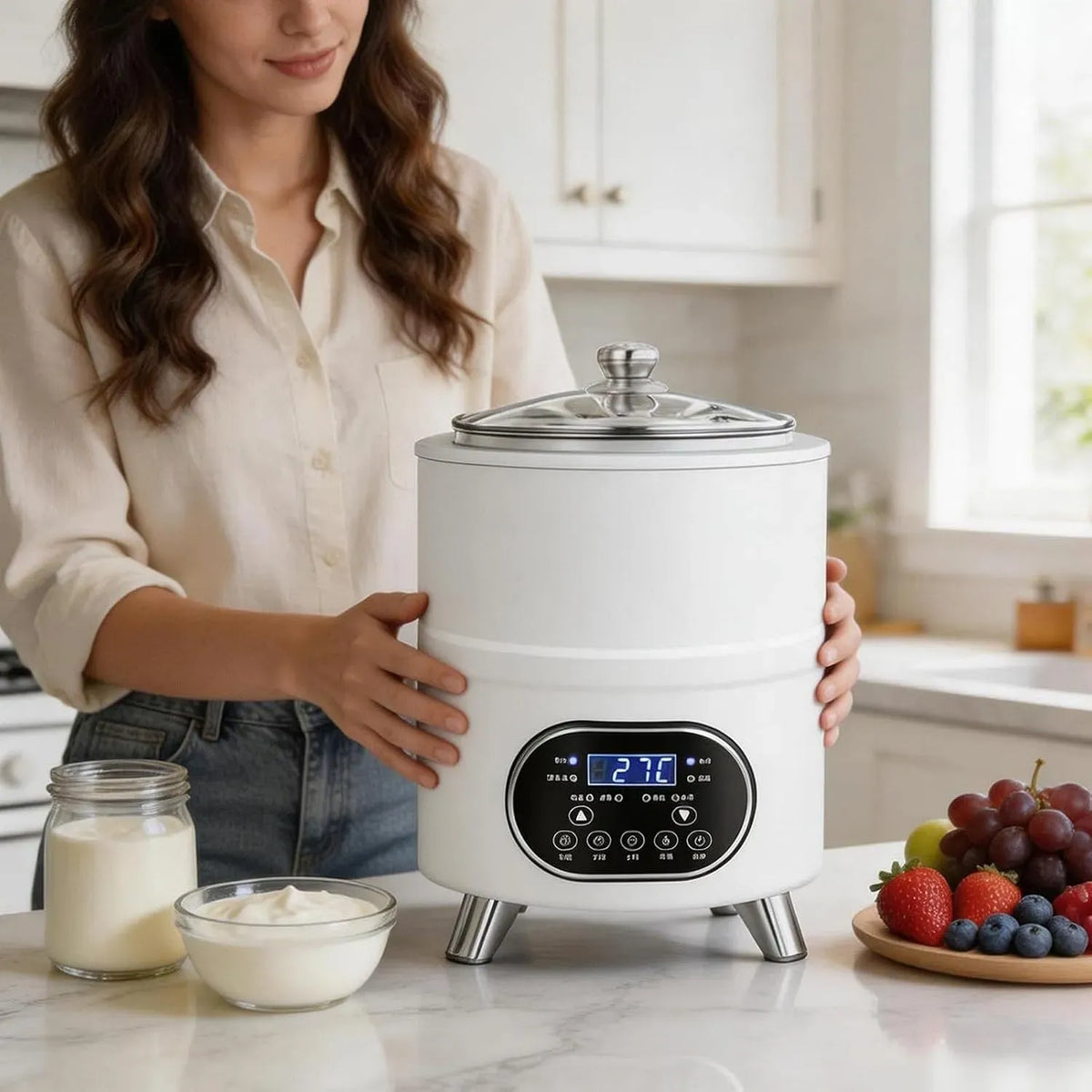 8L/12 Edelstahl-Innenbehälter, Joghurtbereiter, Fermentiergerät, 12 L, 8 L, 2 Temperaturzonen, für Hausgemachten Griechischen Joghurt