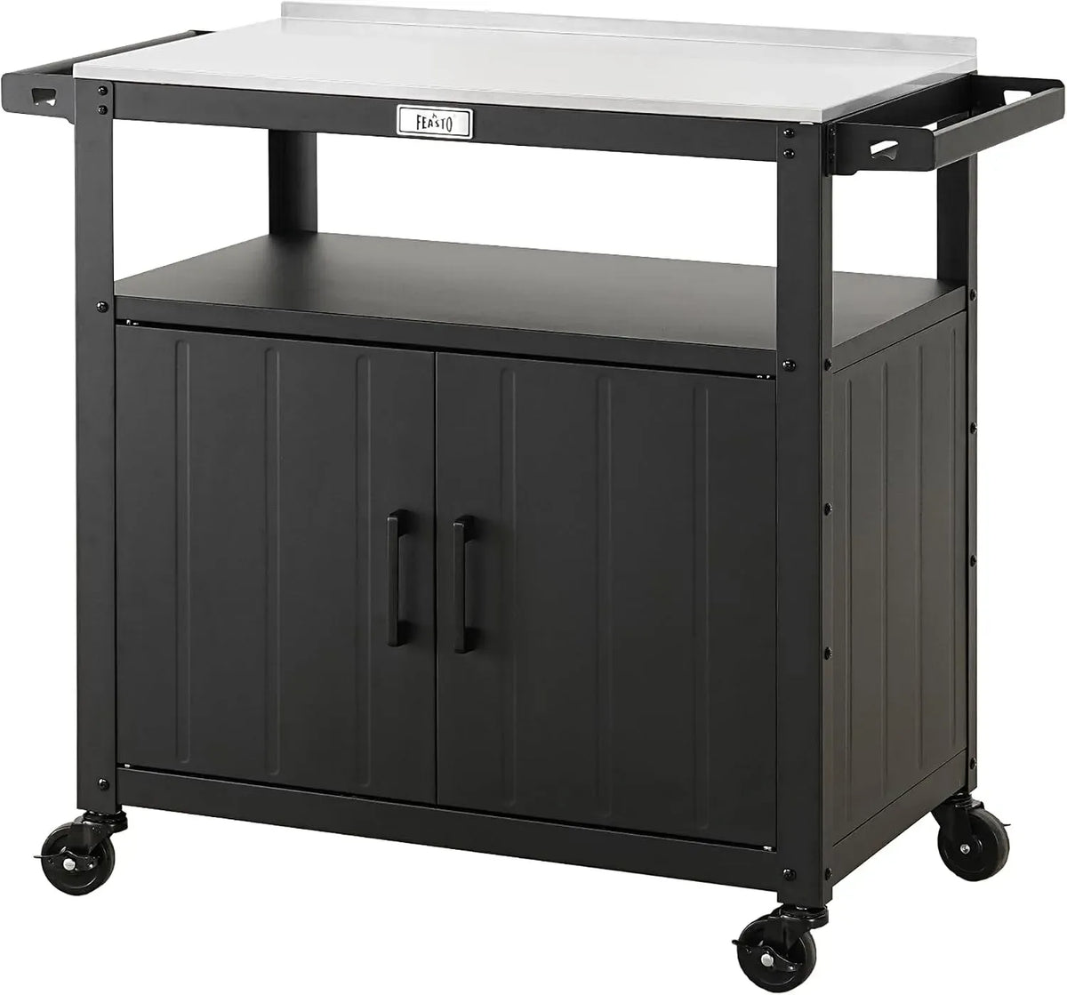 Grilltisch, Grillwagen, Pizzatisch, Outdoor-Arbeitstisch für Grill, Küche Pizzatisch