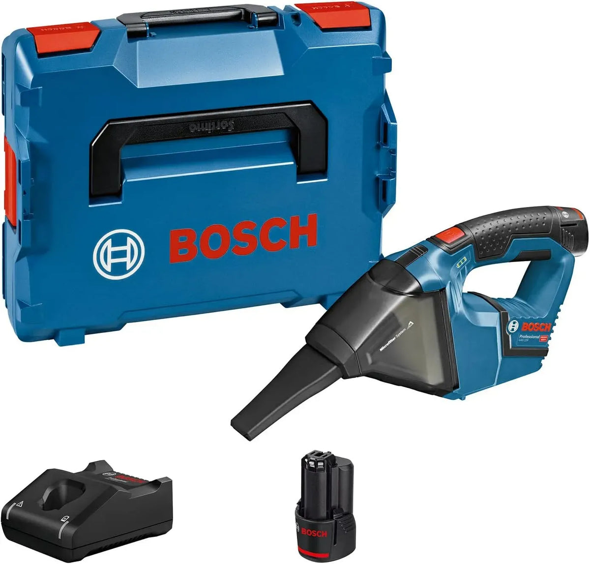 Bosch GAS 12 3.0Ah Staubsauger, 0,35 L, 12 V, 2x Akku + Ladegerät, L-BOXX