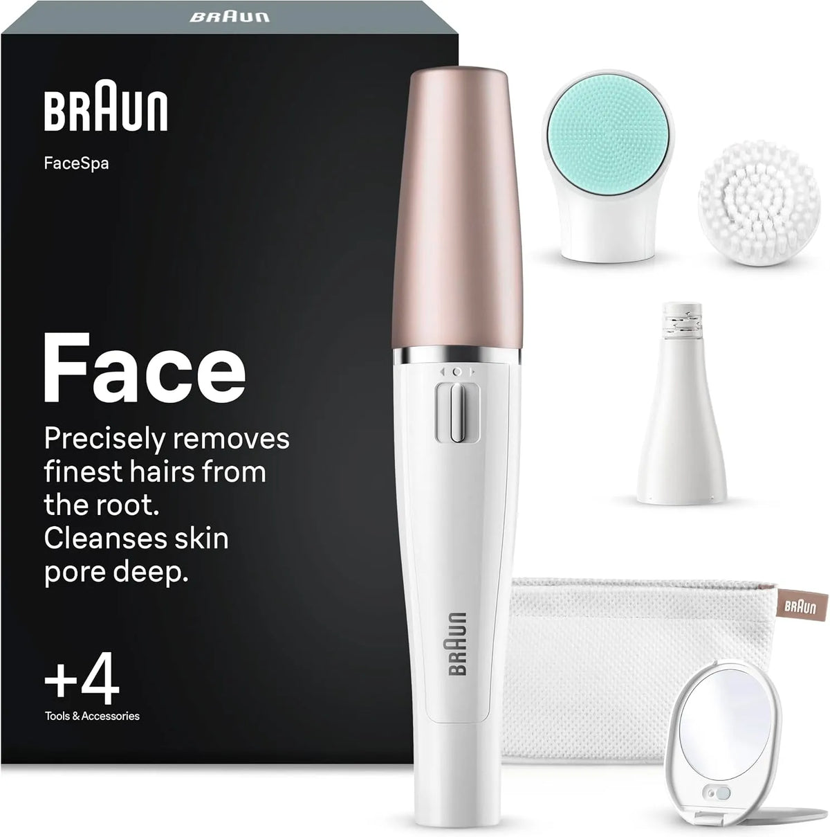 Braun SE851V Gesichtsreinigungsbürste, Gesichtsepilierer, Entferner, IP65, Weiß