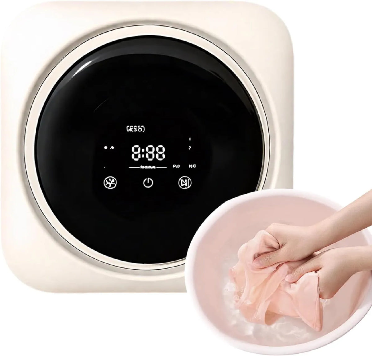 Waschmaschine, tragbar, Touch-Bedienung, Waschautomat, Mini Automatische Wandmontage Waschmaschine mit Smart Touchscreen
