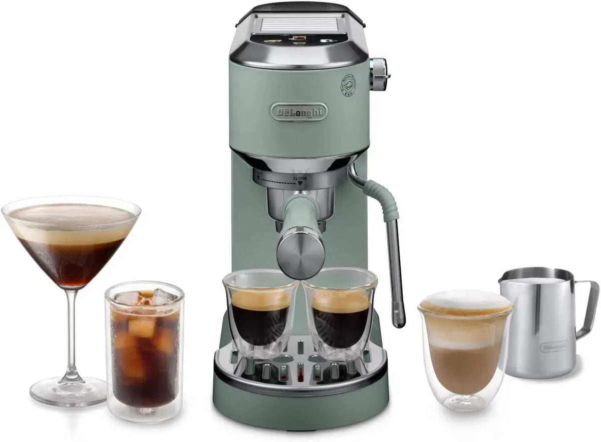 De'Longhi EC890.GR Milchaufschäumer, 15cm, Milchschäumer, Touch-Bedienung, Grün, Cappuccino und Cold Brew