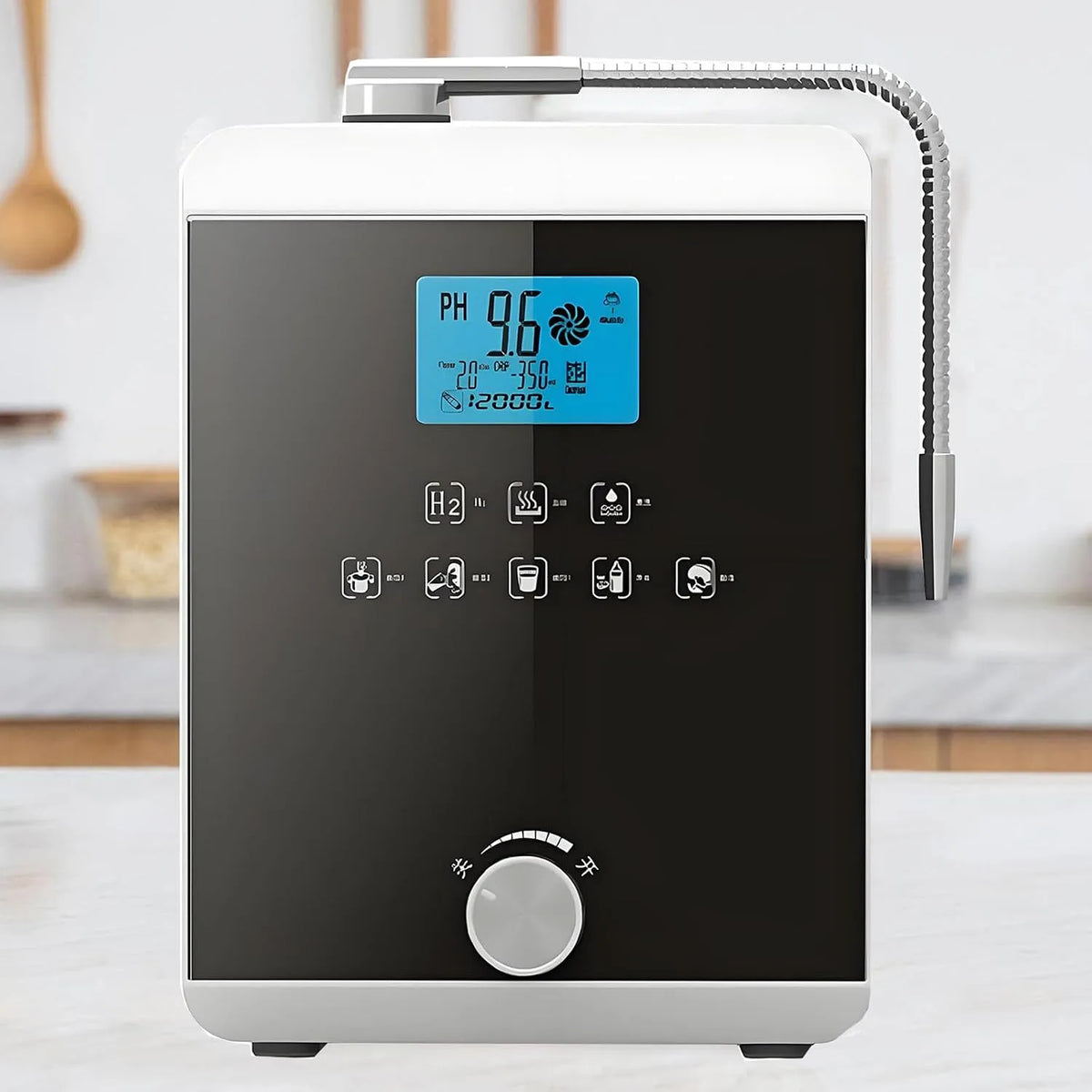 Black1 Wasserionisator, Wasserreiniger, Filter, 8000 L, LCD-Display, Schwarz, für pH-Werte von 3-11, 3,8 Zoll