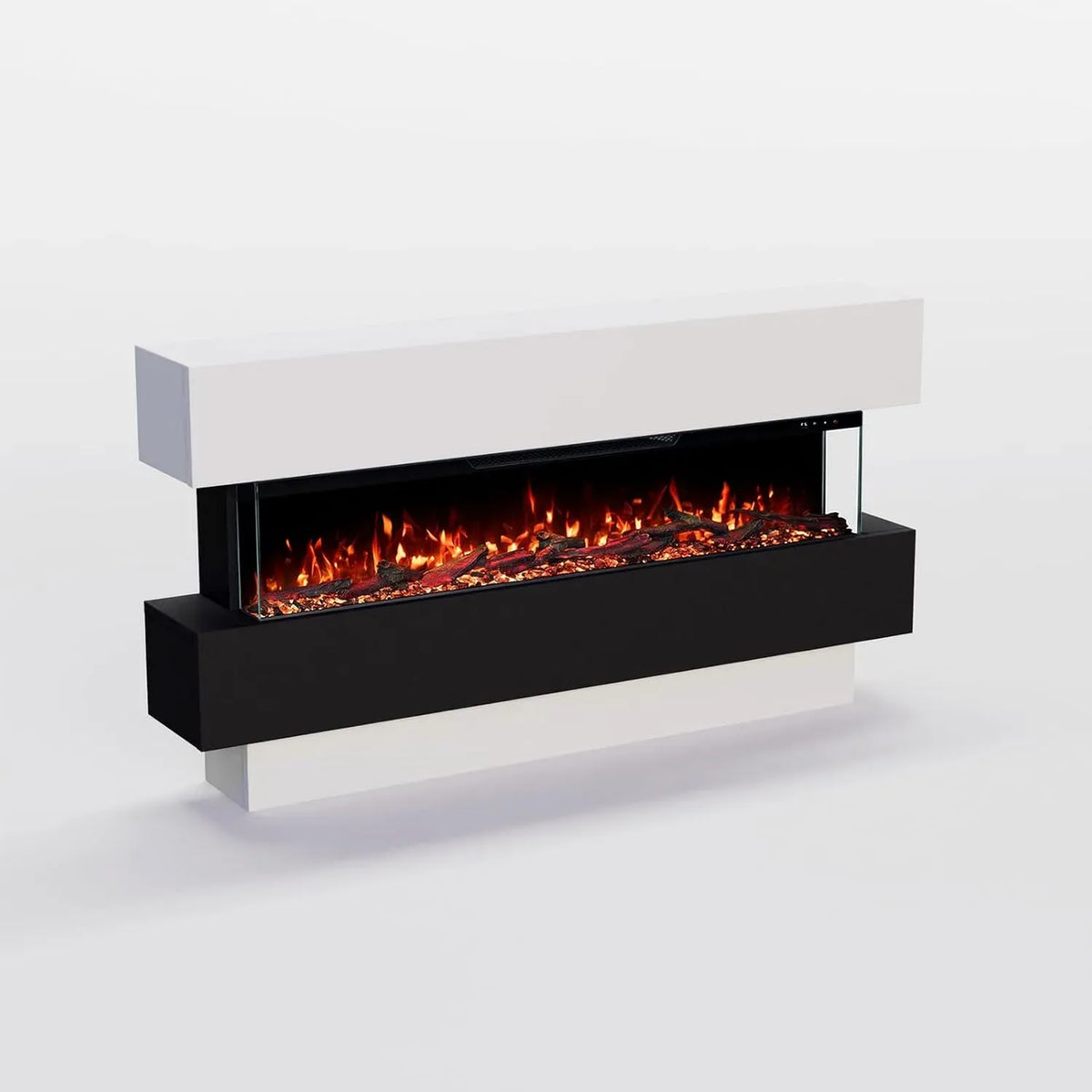 Elektrokamin, Heizung, elektrischer Kamin, 129x69x21cm, 1800 W, Timer, App, 3D-Optik, Wärmefunktion, Weiß