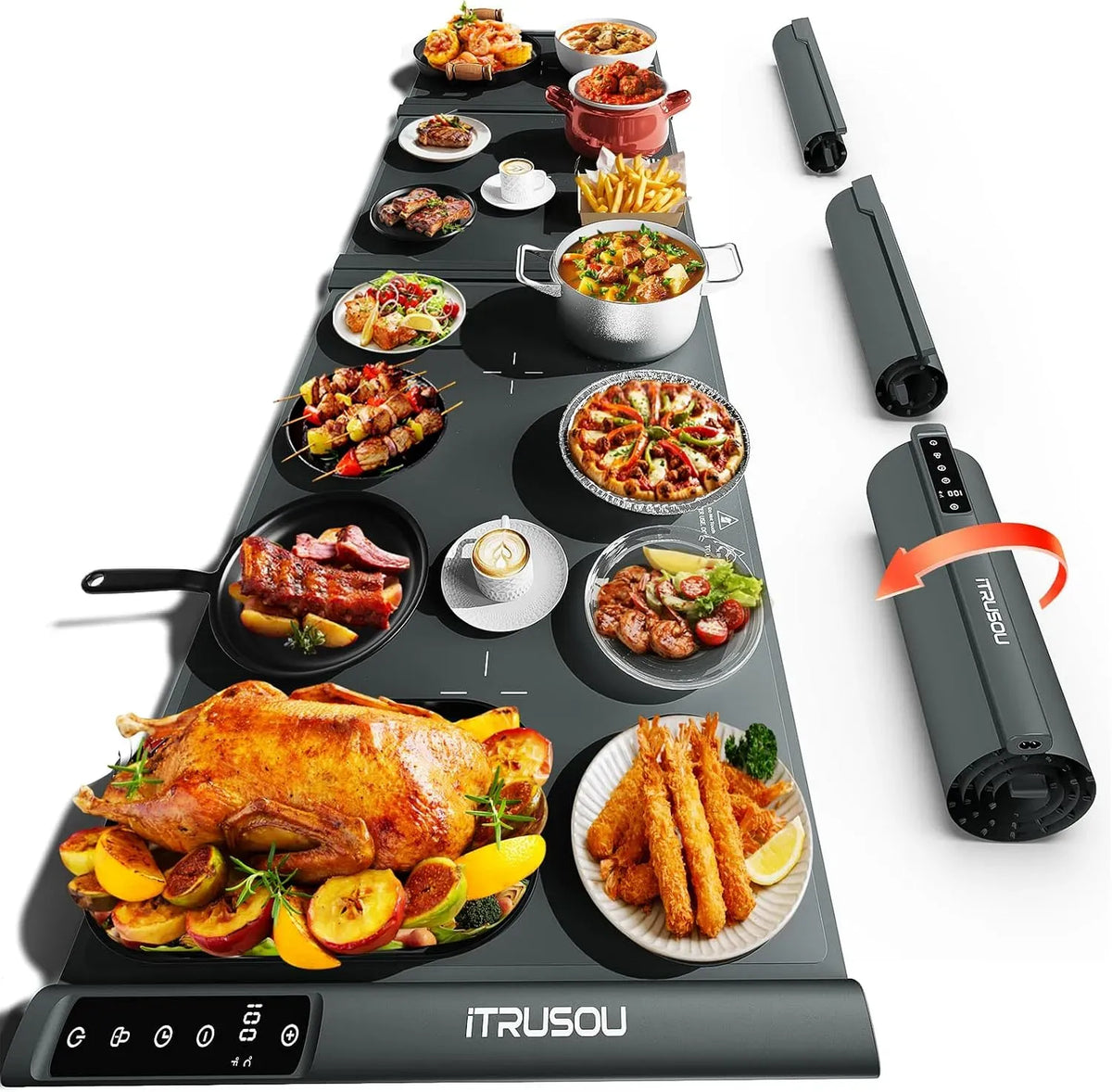 99-Stunden-Timer Wärmer, 137x40 cm, Warmhaltefunktion, Kindersicherung, Wärmefunktion, für Buffet & Party, Erweiterbare