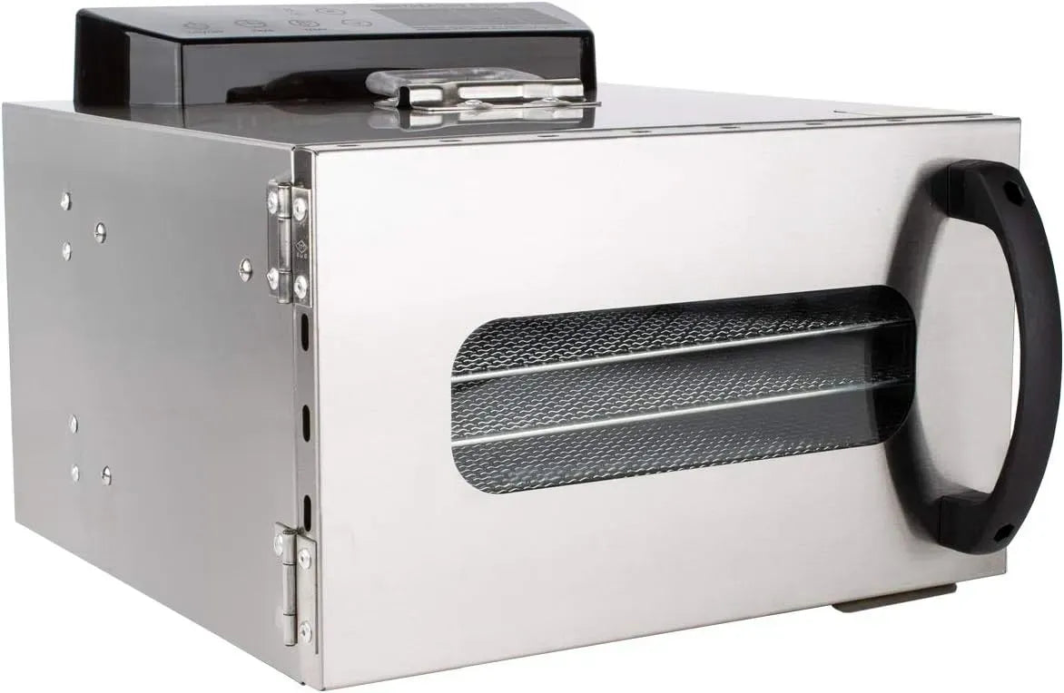 24h Zeitschaltuhr, Dörrautomat, Dörrgerät, Lebensmitteltrockner, 30 bis 90 °C, 2 Temperaturzonen, Edelstahl, Beeketal
