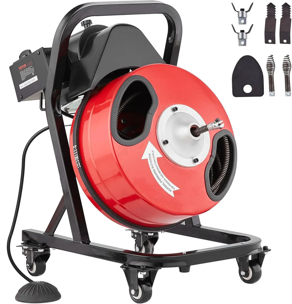 VEVOR Rohrreinigungsmaschine, Fußschalter, für 2 bis 4 Zoll Rohre