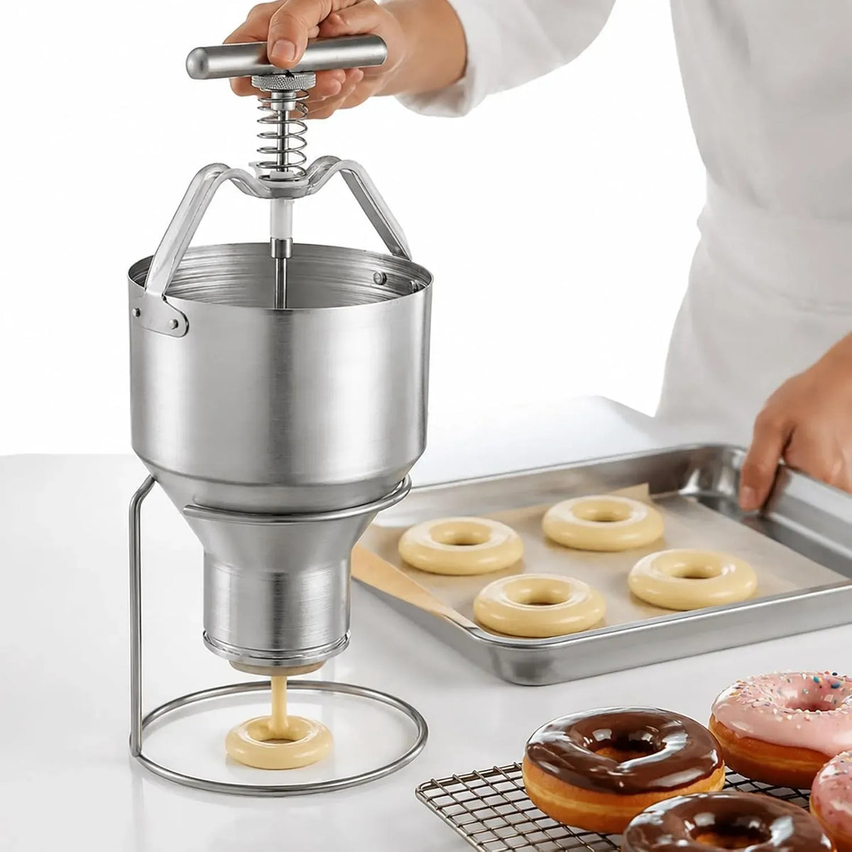 Teigspender, Manueller Donut-Dosierer, 3 L, Teigspender Mit 3 L Fassungsvermögen Und Ständer