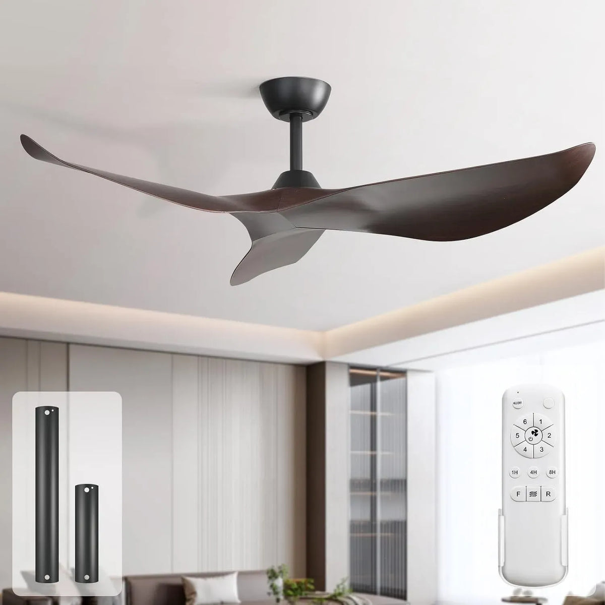 Ventilator, 97cm, Sofucor, leise, Ventilator zur Luftzirkulation, 97cm Leise Deckenventilator ohne Licht