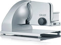 GRAEF 185-Watt-Motor Vollstahlmesser, Allesschneider, Schneidemaschine für Lebensmittel, 15 mm, leise, Silber, aluminium